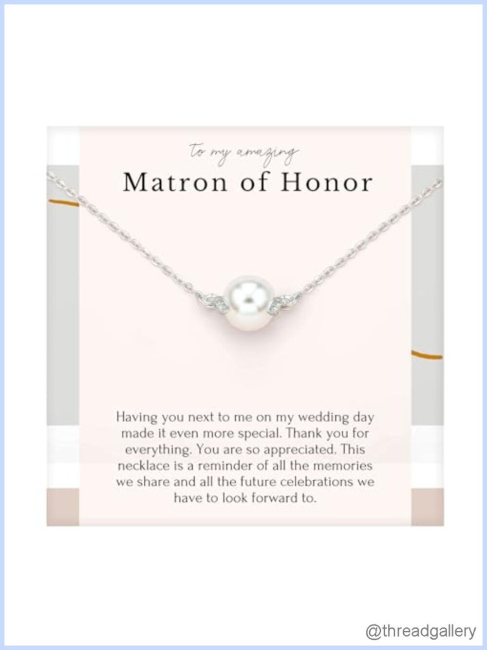 Freshwater Pearl Pendant Necklace Sterling Silver Matron of Honor Gift